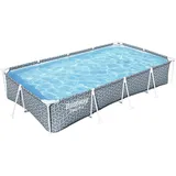 BESTWAY Steel Pro Frame Pool ohne Pumpe 366 x 201 x 66 cm, Blattform-Design, eckig