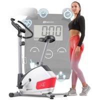 Hop-Sport Heimtrainer HS-035H Fitnessbike zuhause mit Computer Ergometer belastbar 135kg silber