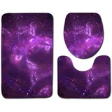 ZXYLSL Badteppiche Lila Abstrakter sternenklarer Himmel 3D Drucken Badematten Badematte Matten Sets Saugfähige Teppich Badteppiche Toilettensitzbezug Mat U-Förmige Matte 3-Teiliges Badezimmer Set