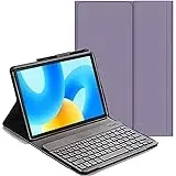 YHFZR Tastatur Hülle für Samsung Galaxy Tab S6 Lite, (QWERTY Layout), Ultradünn Flip Entfernbar Drahtloser Keyboardständer Ledertasche für Samsung Galaxy Tab S6 Lite 10,4'' P620/P625 2024, Violett