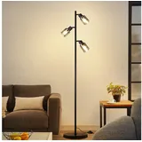 Nettlife Stehlampe Stehleuchte Vintage Wohnzimmer Glas E14 3 flammig Schwarz Metall, Schwenkbar 350°, LED wechselbar, Standlampe Schwenkbar 350° Leselampe für Schlafzimmer Büro