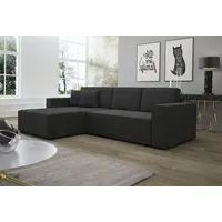 Fun Möbel Ecksofa Schlafsofa Sofa CONOR PREMIUM Stoff Poso schwarz Ottomane Links