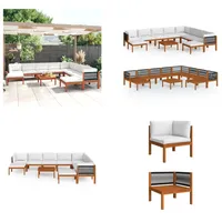 vidaXL 11 tlg. Garten Lounge Set mit Kissen Cremeweiß Massivholz Akazie - Gartenmöbel-Set - Gartenmöbel-Sets - Gartensofa - Gartensofas - Weiß