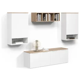 livinity® Wohnwand, Piave Weiß/Sonoma 5 Teile