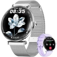 Hwagol Smartwatch Damen, Konvexe Licht Dünn Smartwatch für Damen, 1,43 Zoll AMOLED Touchscreen, Sportuhr mit Fitnessuhr, DIY Zifferblatt, Schlafüberwachung, Schrittzähler Smart Watch für Android