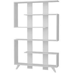 Dmora Bücherregal Dmandell, Büroregal, Mobiler Buchhalter, Bücherbrett, 120x20h162 cm, Weiß