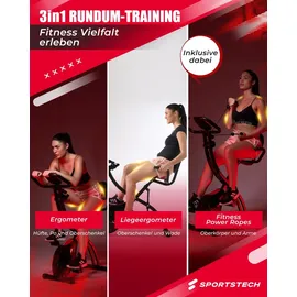 Sportstech X150 3in1 Ergometer Fahrrad klappbar | schwarz
