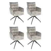 Home4You Polsterstühle 4er Set, Grau Schwarz Webstoff - Metallgestell