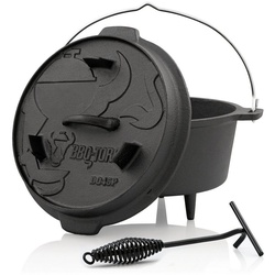 BBQ-Toro Grilltopf Dutch Oven DO45P, 4,2 L Premium Gusseisen Kochtopf, Gusstopf, Gusseisen (3-tlg) schwarz