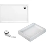 Schulte Duschwanne Adria Weiß, Sanitäracryl, 120x90 cm, Höhe 14 cm, inkl. Set Hartschaum-Wannenträger - Ab- und Überlauf