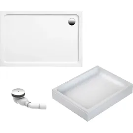 Schulte Duschwanne Adria Weiß, Sanitäracryl, 120x90 cm, Höhe 14 cm, inkl. Set Hartschaum-Wannenträger - Ab- und Überlauf