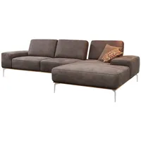 W.SCHILLIG Ecksofa run, Designsofa mit tollem Sitzkomfort, bequem, L-Form, mit elegantem Holzsockel, Füße in Chrom glänzend, Breite 319 cm braun
