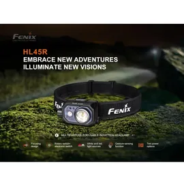 Fenix HL45R - Dimmbare, aufladbare LED-Stirnlampe mit Fokussierung LED/USB IP66 - Schwarz