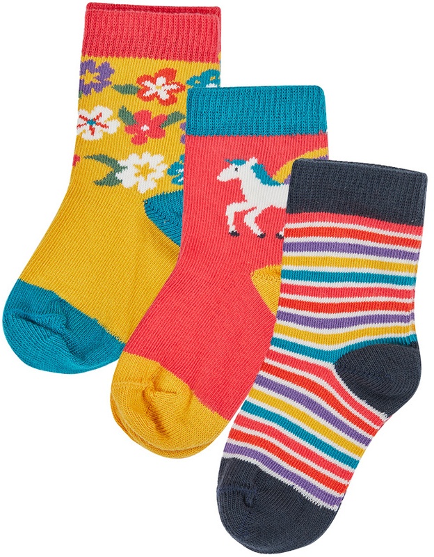 frugi - Socken LITTLE SOCKS - PEGASUS 3er Pack in bunt, Gr.19-22