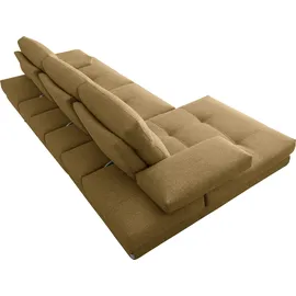 Calia Italia Ecksofa CALIA ITALIA "Toby Wing, Komfortsofa der Extraklasse, bequem, L-Form", beige (senape quebec), B:278cm H:90cm T:153cm, Synthetische Faser (100% Polyester), Sofas, Ecksofa, inklusive Sitztiefenverstellung, Füße in chrom glänzend