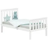 Homestyle4u Kinderbett 70x140 in Weiß Kiefer Massivholz - Weiß