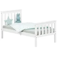 Homestyle4u Kinderbett 70x140 in Weiß Kiefer Massivholz - Weiß