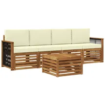 vidaXL Gartenlounge-Set 5-tlg. Natur/Creme