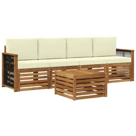 vidaXL Gartenlounge-Set 5-tlg. Natur/Creme