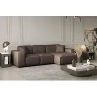 Fun Möbel Ecksofa Designersofa CELES in Stoff Scala Taupe Ottomane Rechts - Beige