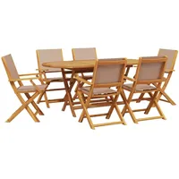 VidaXL 7-tlg. Garten-Essgruppe Stoff und Massivholz Taupe
