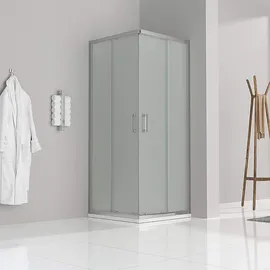iflair Diana Eckdusche mit Schiebetür rechts 75 x 75 cm silber/satiniert DK77