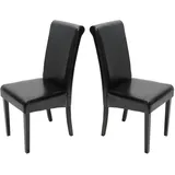 Mendler 2er-Set Esszimmerstuhl Stuhl Küchenstuhl Novara II, Leder schwarz, dunkle Beine
