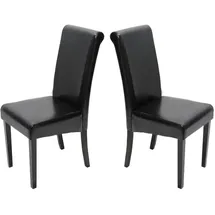 Mendler 2er-Set Esszimmerstuhl Stuhl Küchenstuhl Novara II, Leder schwarz, dunkle Beine