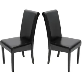 Mendler 2er-Set Esszimmerstuhl Stuhl Küchenstuhl Novara II, Leder schwarz, dunkle Beine