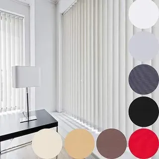 LAMELLENVORHANG SCHIEBEVORHANG FERTIGES KOMPLETTSYSTEM Weiss SCHWARZ GRAU BRAUN ►8 Farben ►14 GRÖßEN (Weiss, 100x250 cm)