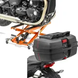 Set: Motorrad Hebebühne Midlift XL bis 500kg orange ConStands mit Motorrad Topcase DK45 univ. 45 Liter mit Gepäckgrill