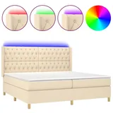vidaXL Boxspringbett mit Matratze & LED Creme 200x200 cm Stoff