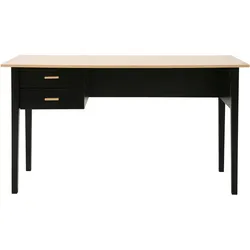 Möbilia Schreibtisch | mit 2 Schubladen | MDF und Heveaholz | B 140 x T 60 x H 75 cm | 28020051 | Serie SCHREIBTISCH
