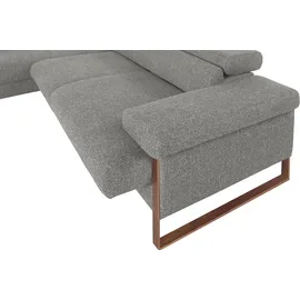 W.Schillig Ecksofa "finn, Designsofa mit tollem Sitzkomfort, bequem, L-Form", grau (steel s22), B:281cm H:71cm T:230cm, Flachgewebe S22 (100% Polyester);Stoff S37 (100% Polyester);Longlife Xtra-Leder Z59: Glattleder mit modischer Prägung.