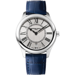 Frederique Constant Classics Quartz Ladies FC-220MS3B6 - Gerprägt & sonnen guilloche,silber,blau - 36mm