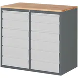 STIER Schubladenschrank Premium mit 12 Schubladen und Buchentop BxTxH 1145x650x1035 mm