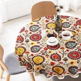 ZOESURE Tischdecke Rund, 150cm runde tischdecke, Sonnenblumen Boho tischdecke abwaschbar rund, Schmutzabweisend Table Cloth für Draußen Fleckschutz Pflegeleicht für Küche, Esstisch, Couchtisch