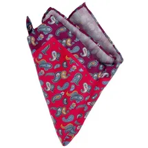 bgents Einstecktuch Handrolliertes Einstecktuch aus Baumwoll-/Leinen mit Paisley-Muster rot