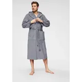 Bruno Banani Herrenbademantel Danny, Normallänge & Überlänge, auch in extra lang, Hotelbademantel, Langform, Walkfrottee, Kapuze, Gürtel, mit Logostreifen, Herren Bademantel aus 100% Baumwolle, S-4XL grau M | 120 cm