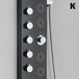klarwerk BERND | Premium Duschpaneel Regendusche Edelstahl | Schwarz matt Massagedusche Duschsystem | Mischbatterie Duscharmatur Duschsystem