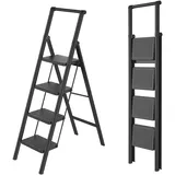 ROSEJANE klappbare 4-stufige mit Handlauf Trittleiter belastbar bis 270 kg