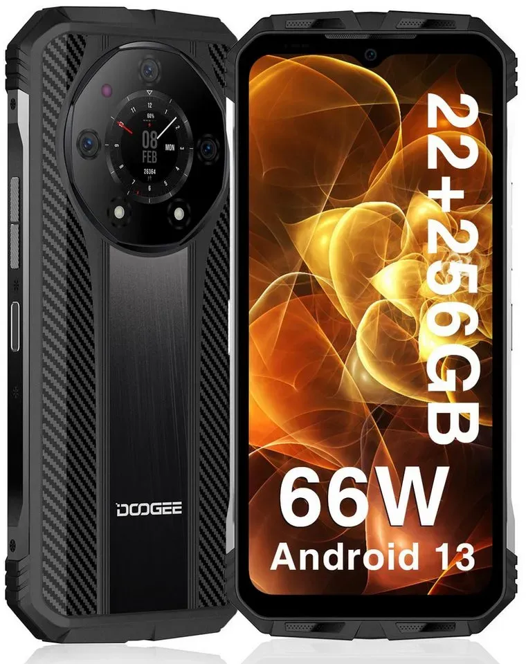 DOOGEE DOOGEE S110 Robustes Smartphone Android 13, 22 GB + 256 GB TF 2 TB Handy (6.6 Zoll, 256 GB Speicherplatz) schwarz
