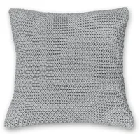 Wometo Kissenbezug Strick 45x45 grau hellgrau - Reißverschluss Oeko-TEX
