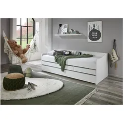 Relita - Funktionsbett Jill 90x200 ohne Lattenrost, 3 Schubladen u. Bettschublade Spanplatte weiß