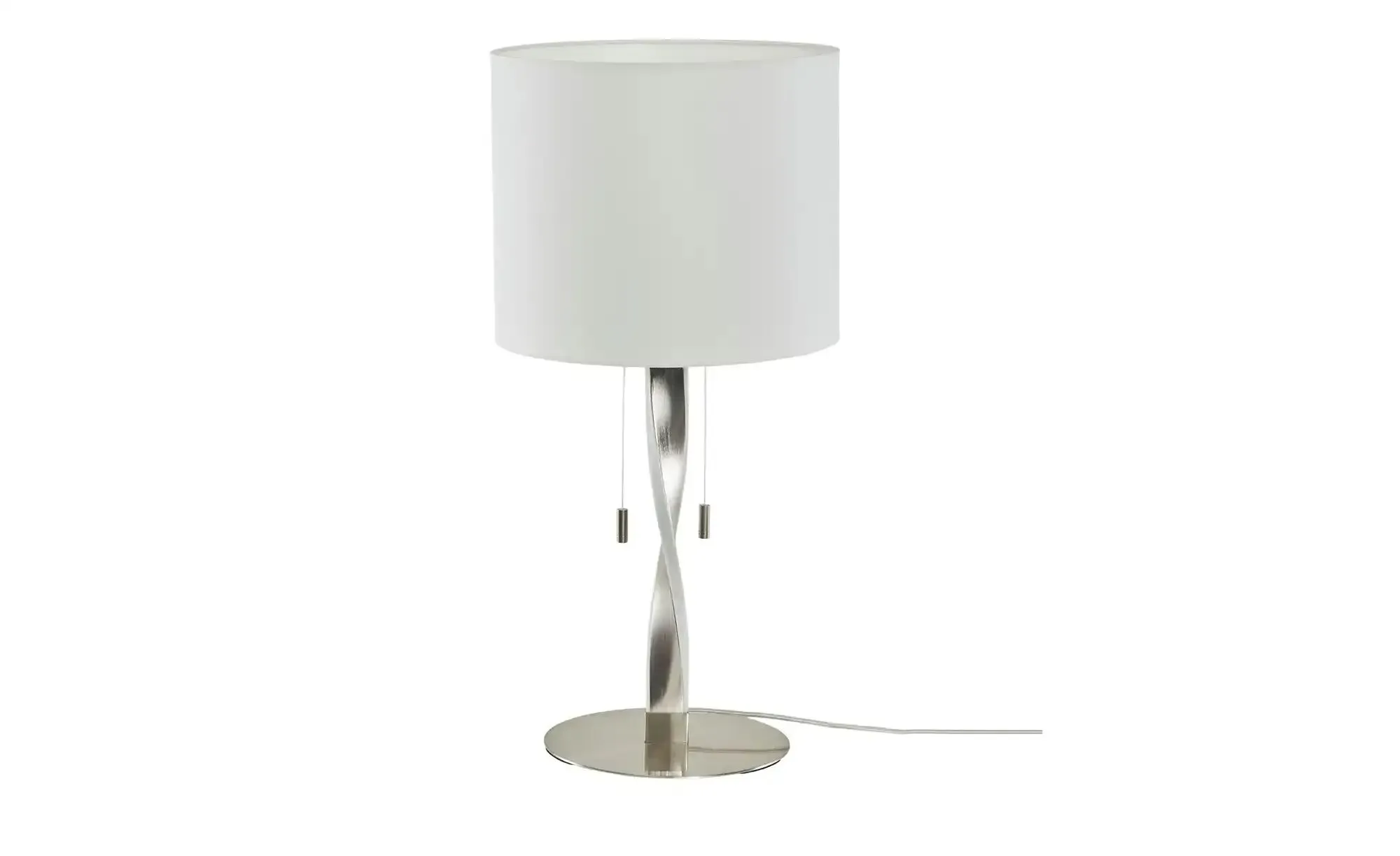 Trio Tischleuchte  NIckel matt mit Stoffschirm   , silber , Maße (cm): H: 62  Ø: 30