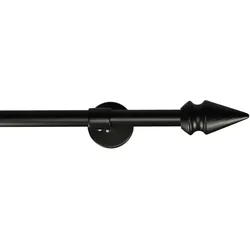 Gardinenstange GARESA "SPYRNA", schwarz, L:250cm Ø:16mm, Metall, Holz, Gardinenstangen, Vorhanggarnitur, verlängerbar, Spitze, ohne Ringe