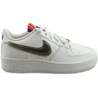 Nike Air Force 1 LV8 Double Swoosh Silver Gold Blanc - weiß