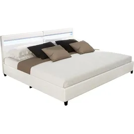 Home Deluxe LED Bett Nube mit Schubladen 200x200cm - versch. Ausführungen - mit Matratze - Weiß
