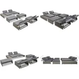5-tlg. Garten-lounge-set Mit Auflagen Poly Rattan Grau - Gartenloungesessel - Loungeset - Rattan Möbel - Outdoor Furniture - Gartengeräte - Home & Living