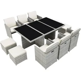 Tectake tectake® Rattan Sitzgruppe New York mit Aluminiumgestell